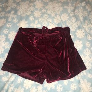 Women’s wine red velvet shorts